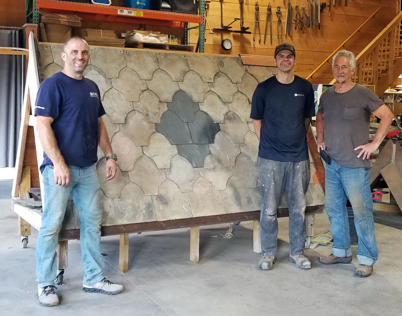 CHris Castellan and Mark DeMarines complete a Slate Roof Repair, Maintenance,and Restoration class at the Slate Roof Training Center on August 15, 2025. Chris Castellan and Mark DeMarines complete a Slate Roof Repair, Maintenance,and Restoration class at the Slate Roof Training Center on August 15, 2025.