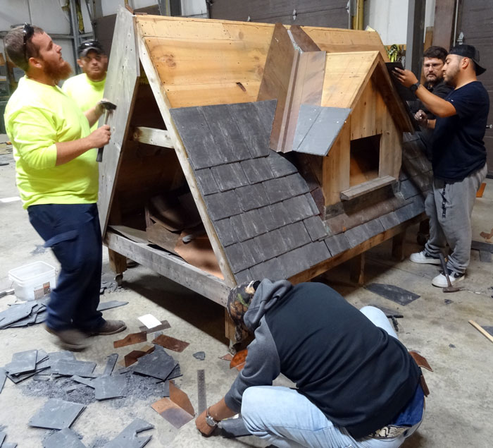 Slate roof installation training, November 11, 2021, at the Slate Roof Training Center.